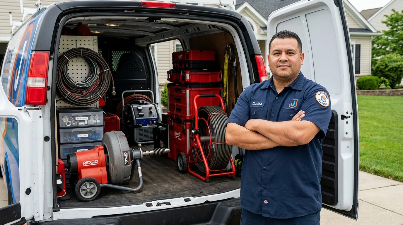 Professional drain cleaning equipment and Johns Plumbing LLC plumber in Yates Center