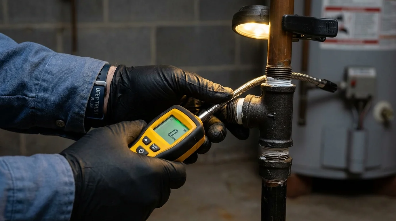 Gas leak detection with electronic sniffer by Johns Plumbing LLC in Yates Center