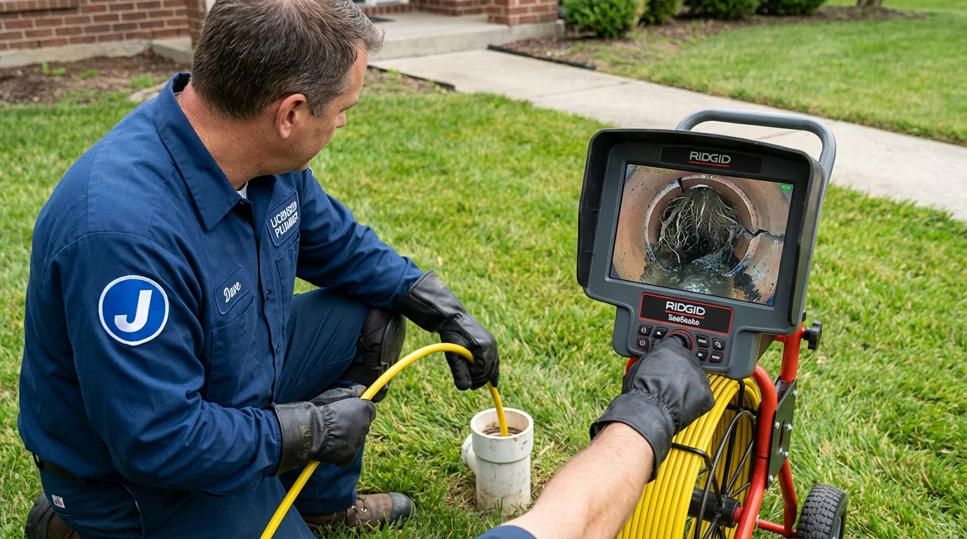 Sewer camera inspection being performed by Johns Plumbing LLC in Yates Center